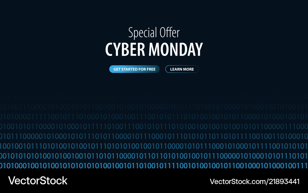 Cyber monday sale banner with binary code Cyber monday sale banner with binary code vector image