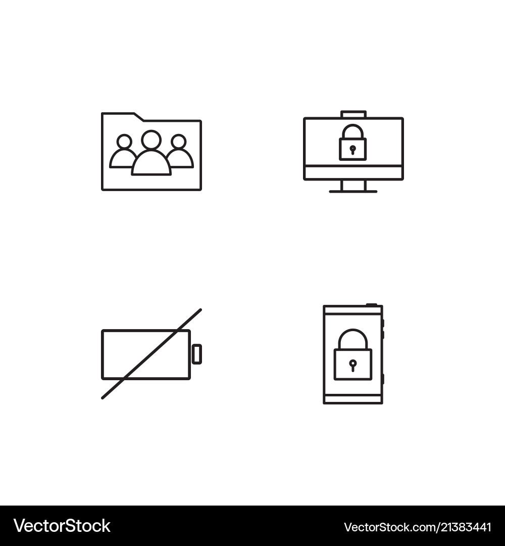 Cyber security linear icons set simple outline vector image