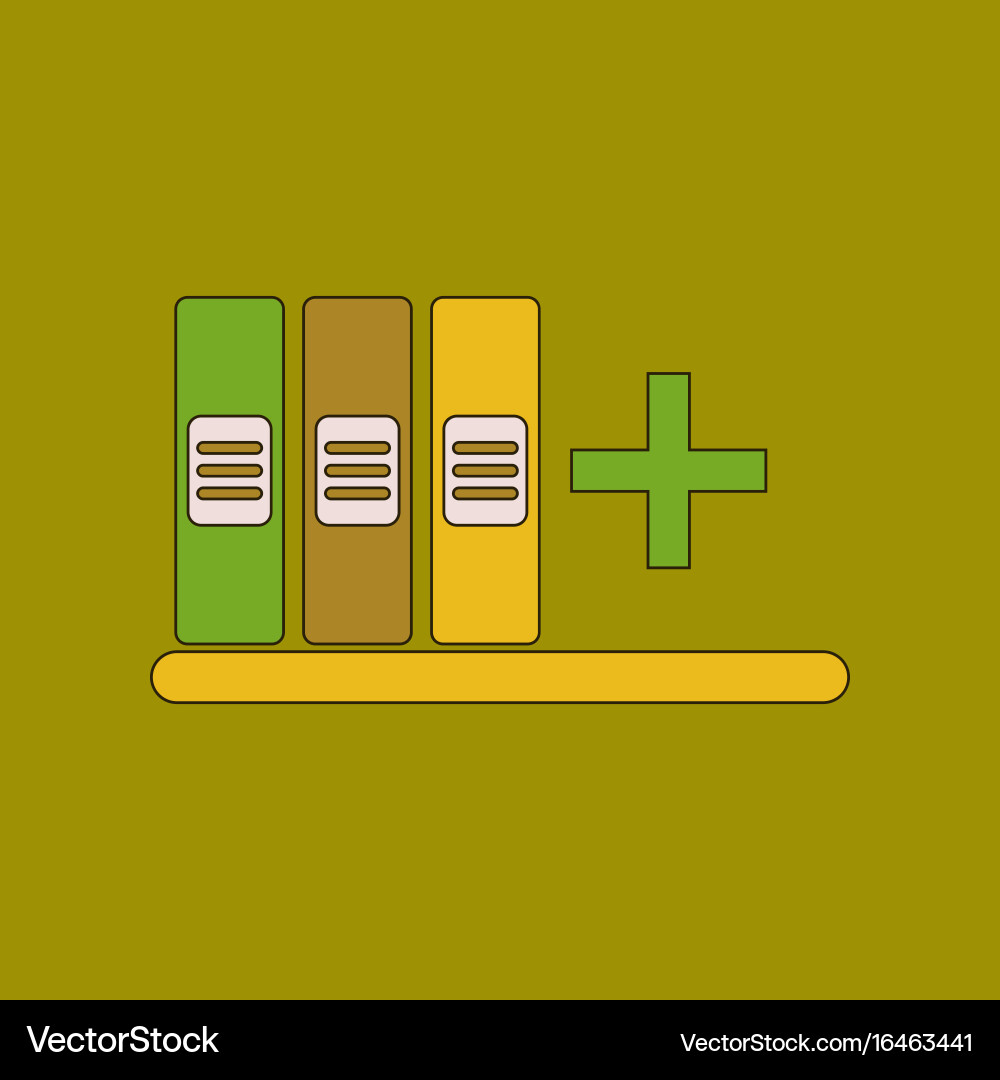 Flat icon thin lines shelf folder vector image