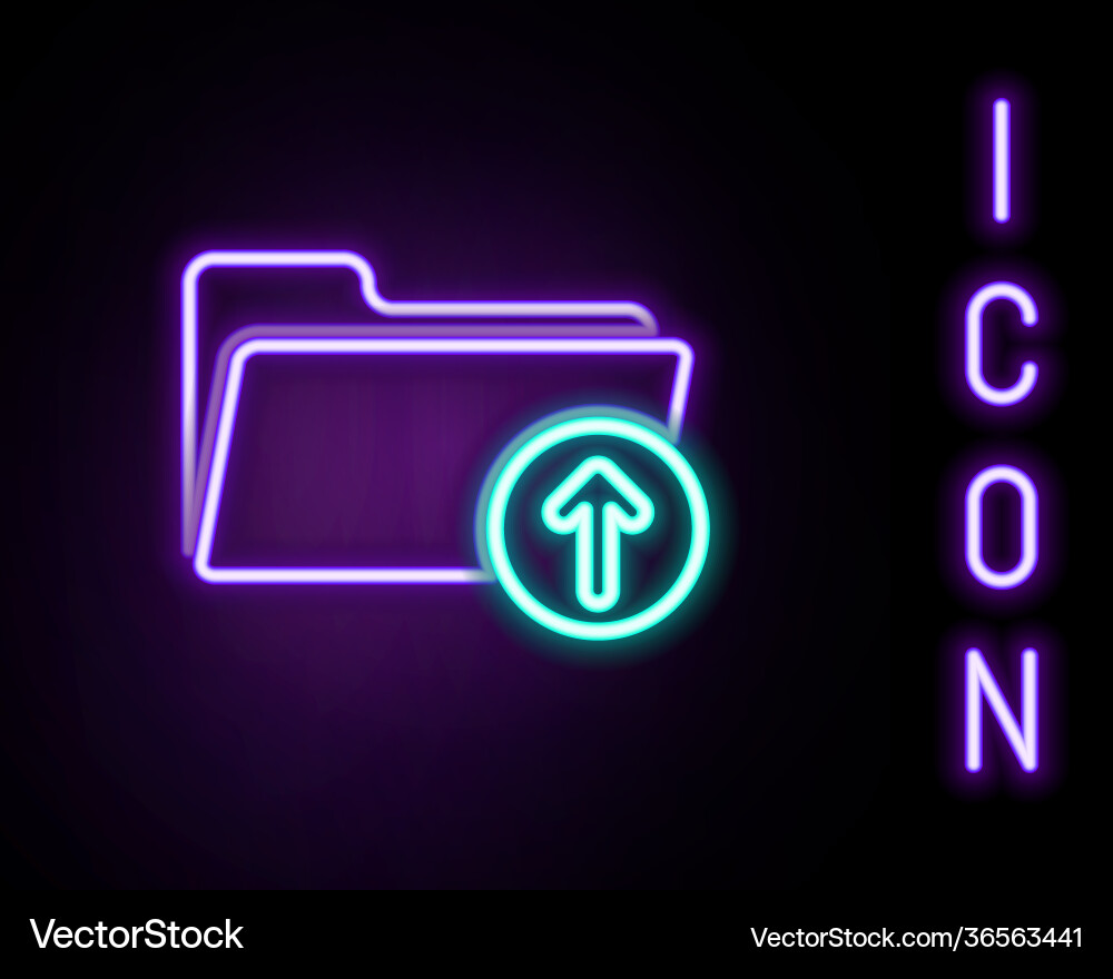 Glowing neon line upload file icon isolated Vector Image