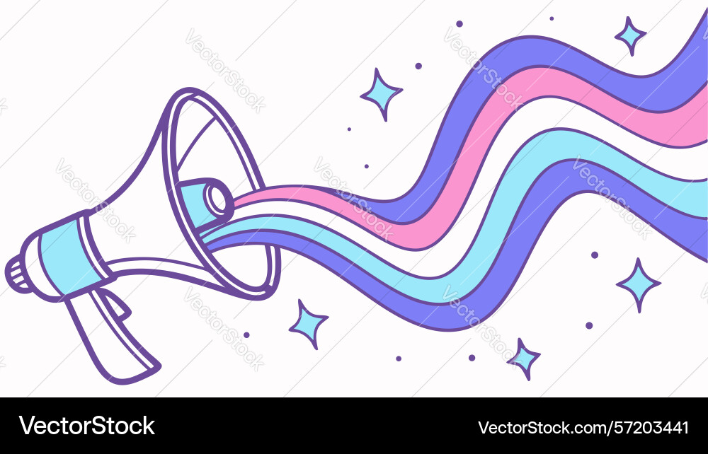 Megaphone announcing with abstract sparkling vector image