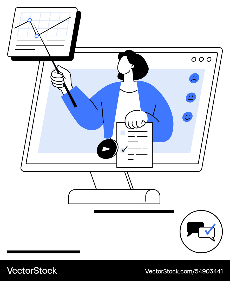 Online presentation and virtual teaching with data Online presentation and virtual teaching with data vector image