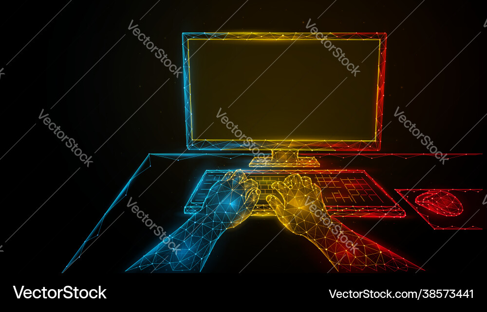 Person working at a computer using Vector Image