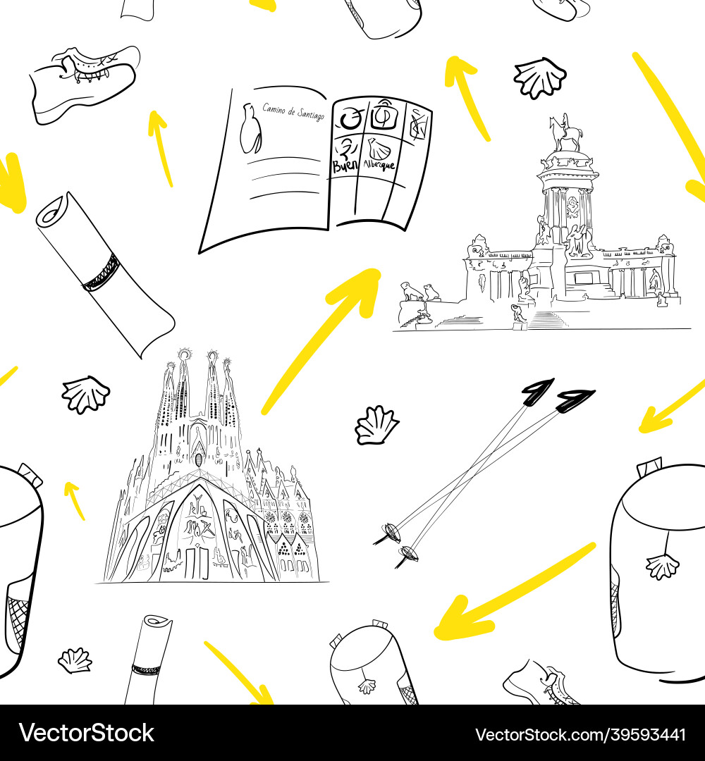 Seamless pattern with yellow arrow and pilgrim Seamless pattern with yellow arrow and pilgrim vector image