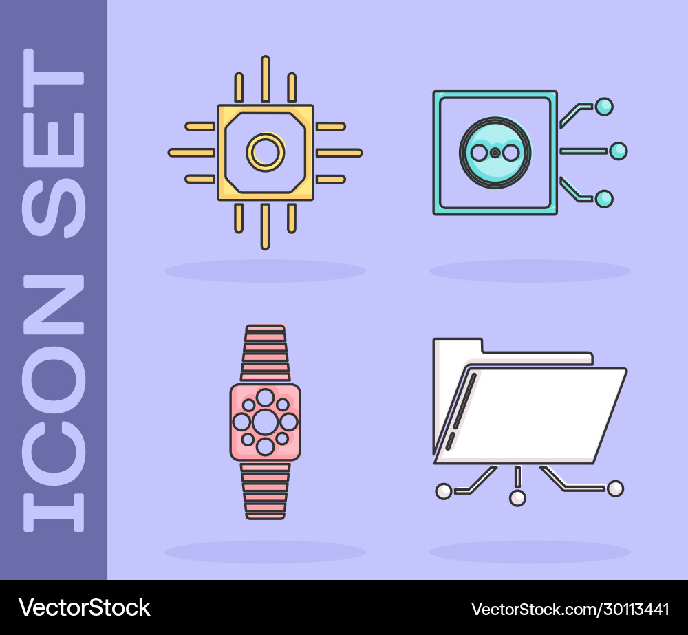 Set folder and lock processor smartwatch Set folder and lock processor smartwatch vector image