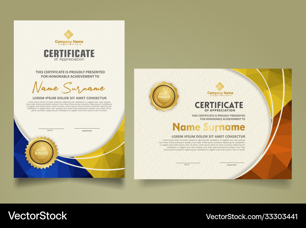 Set modern certificate template with triangle Set modern certificate template with triangle vector image