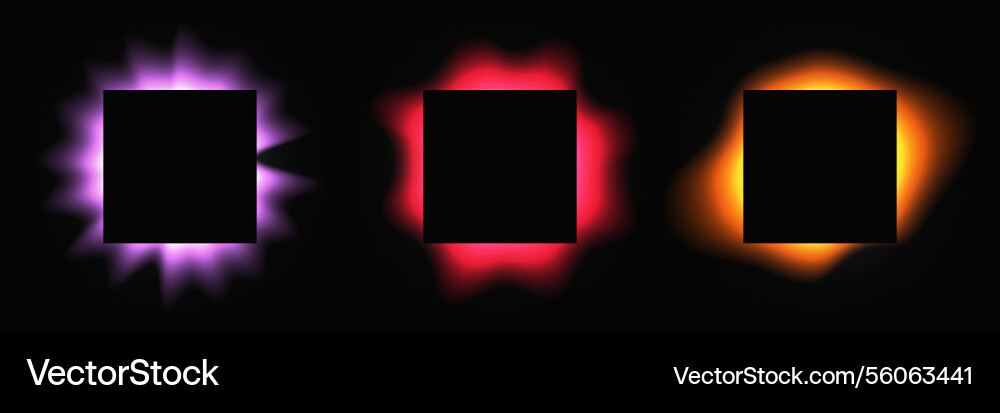 Set of square illuminate light frames Set of square illuminate light frames vector image