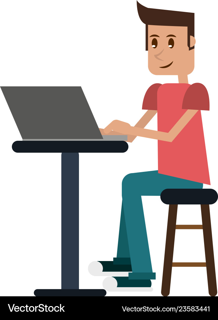 Student with computer Student with computer vector image