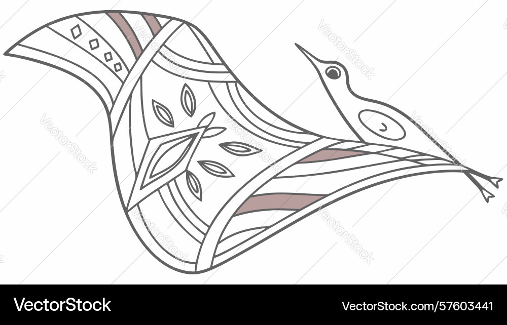 Stylized bird in flight with flowing lines Vector Image