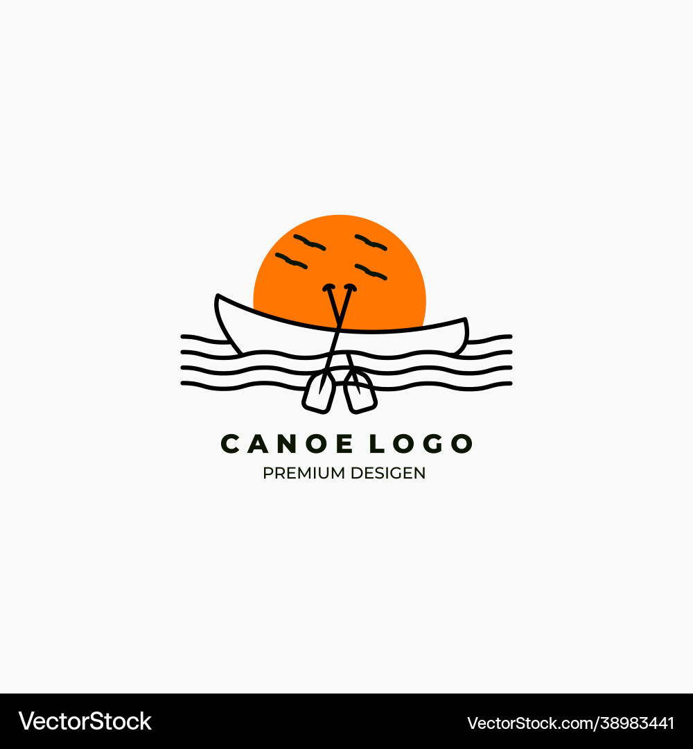 Summer canoe line art icon logo minimalist design Summer canoe line art icon logo minimalist design vector image