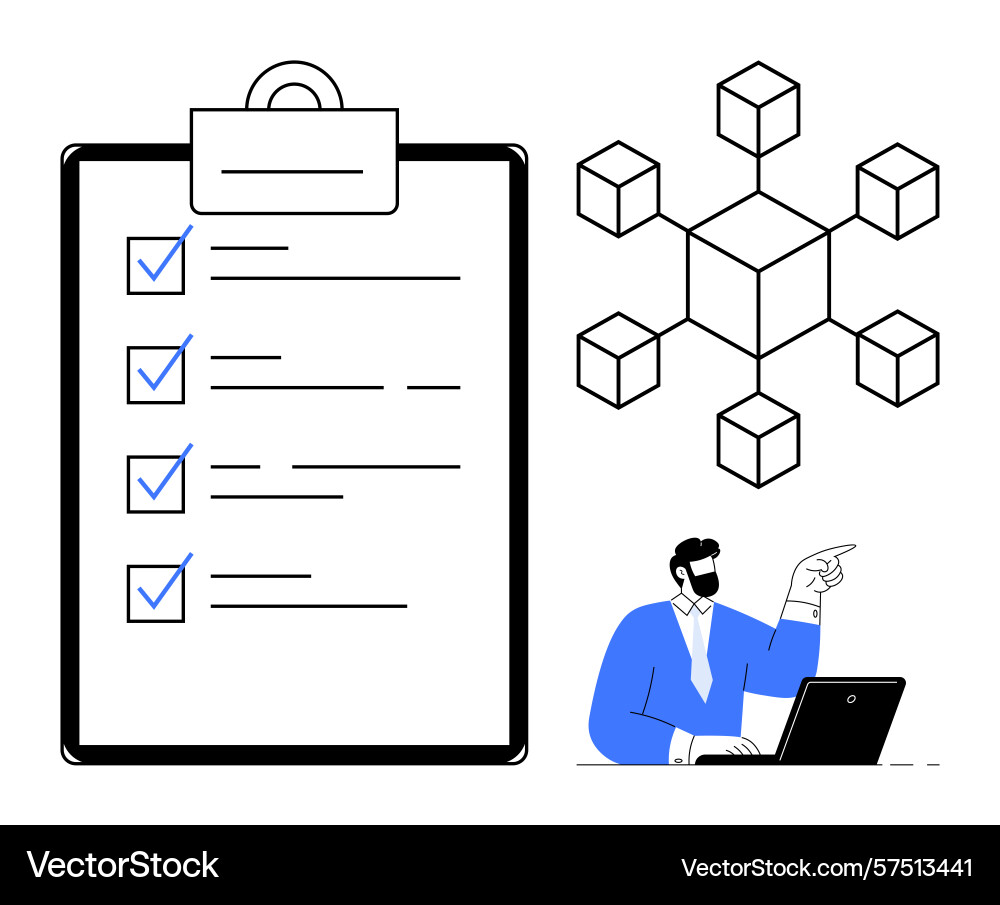 Task checklist network diagram and professional vector image