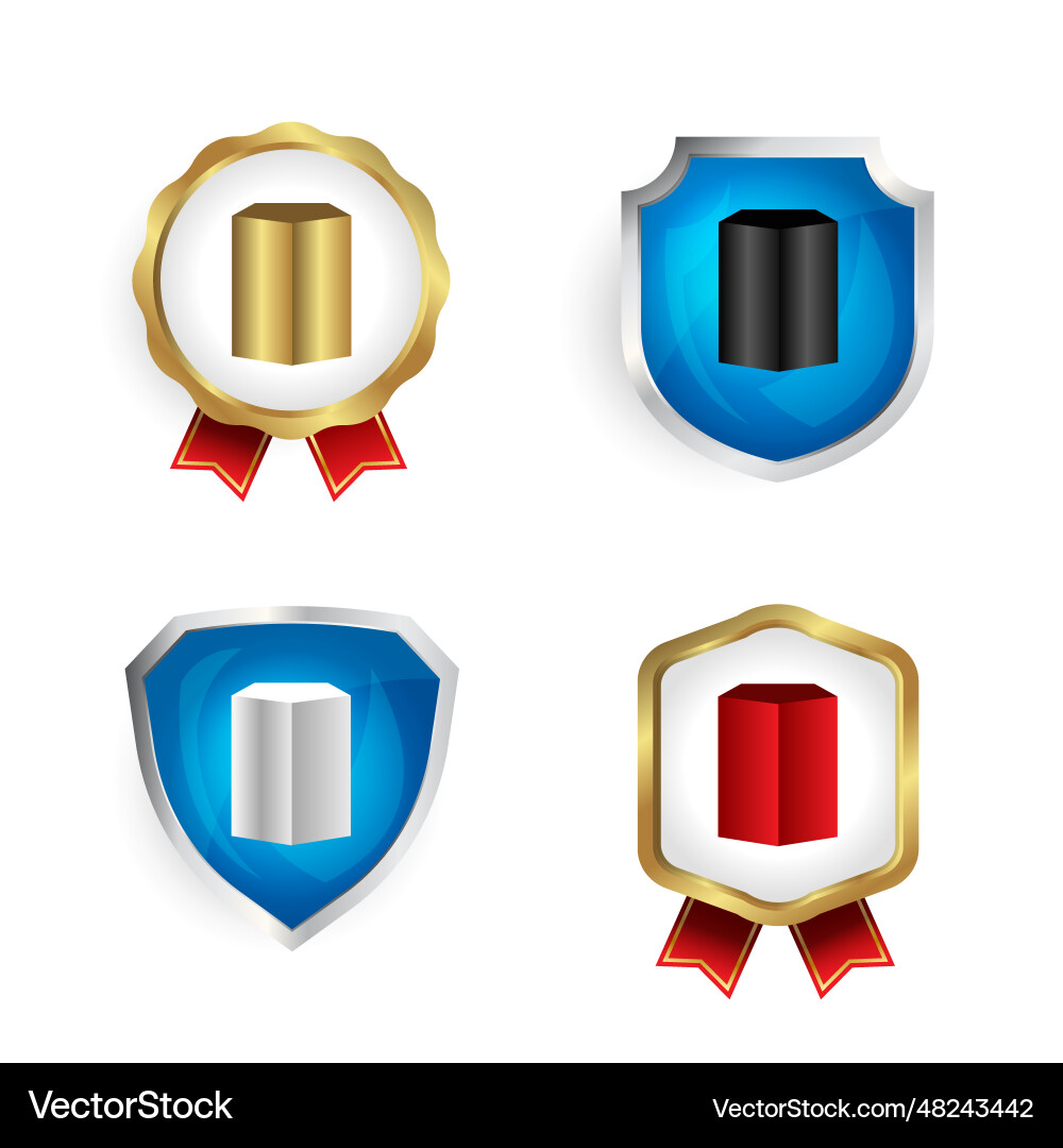 Abstract hexagonal prism badge and label vector image