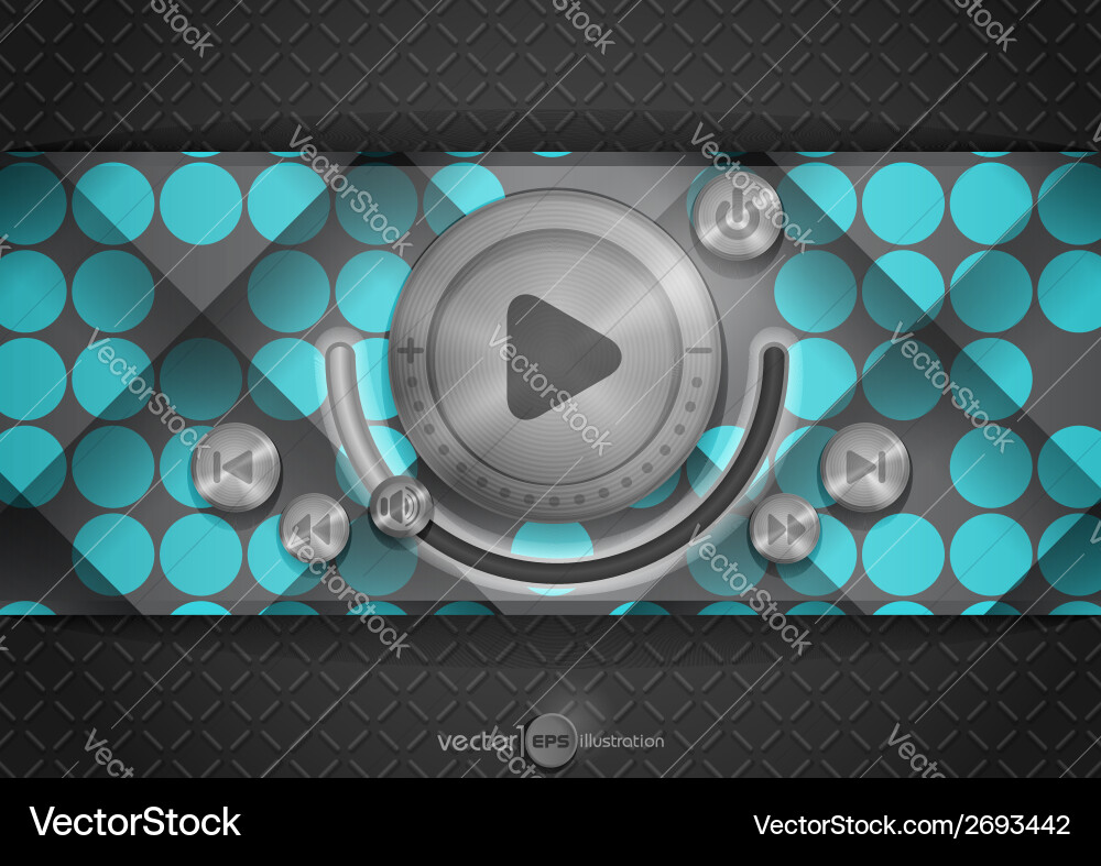 Abstract technology app icon with music button Vector Image