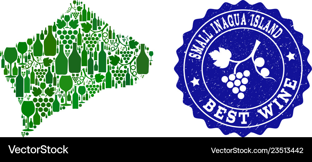 Composition of grape wine map small inagua vector image
