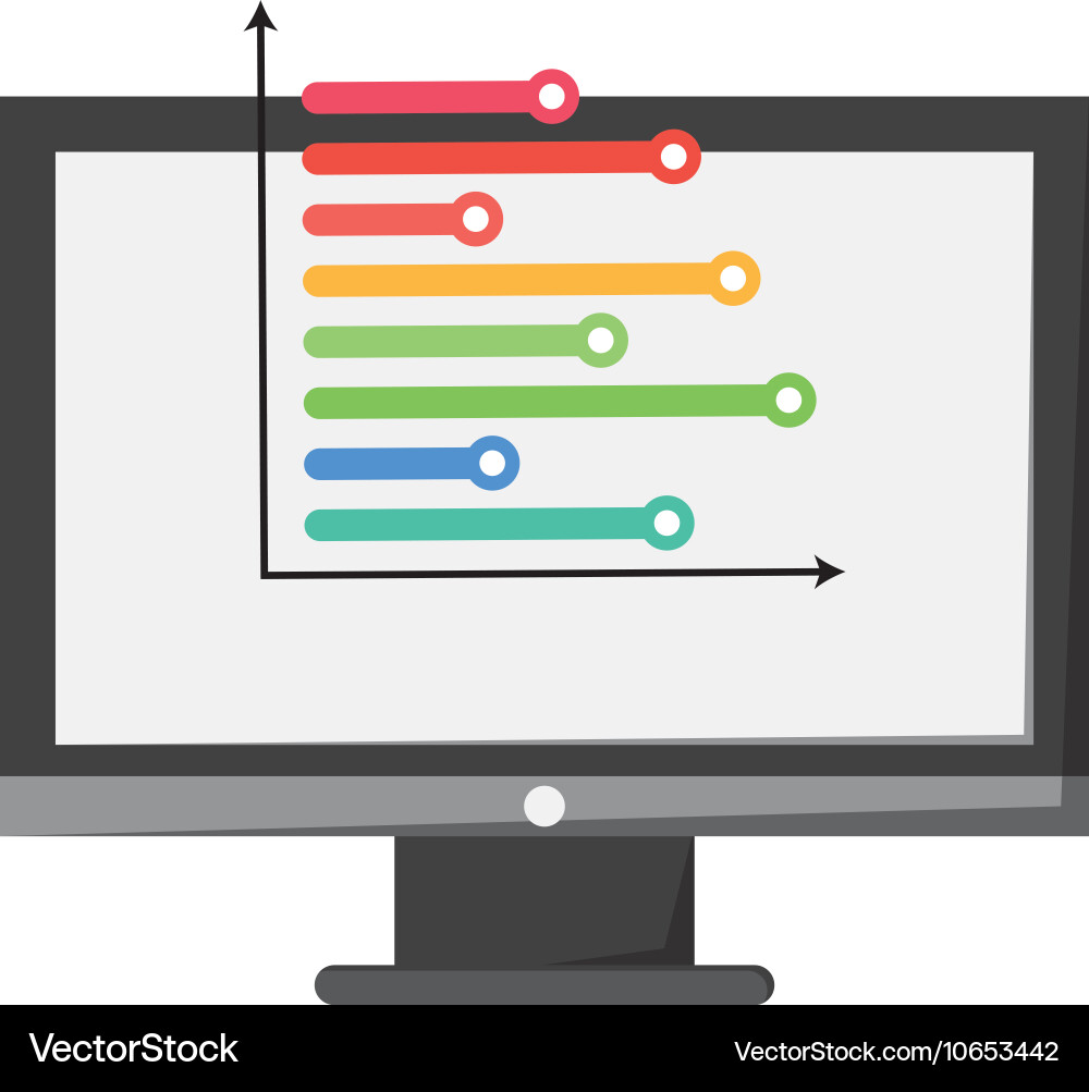 Computer monitor and bar graph icon vector image