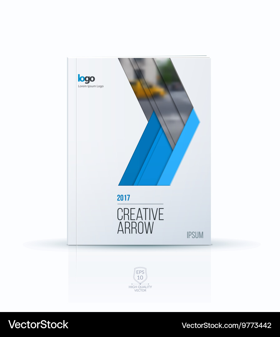 Cover design template with arrow in material style vector image