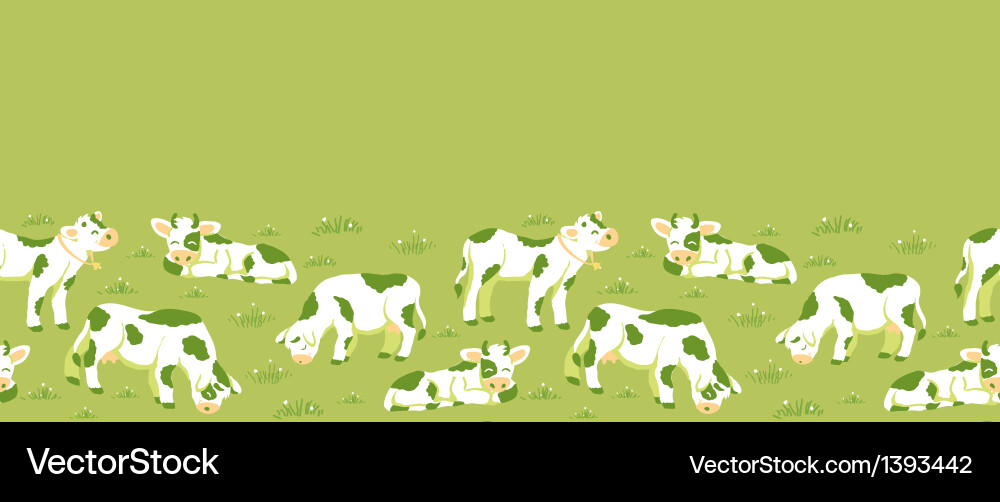 Cows on the field horizontal seamless pattern vector image