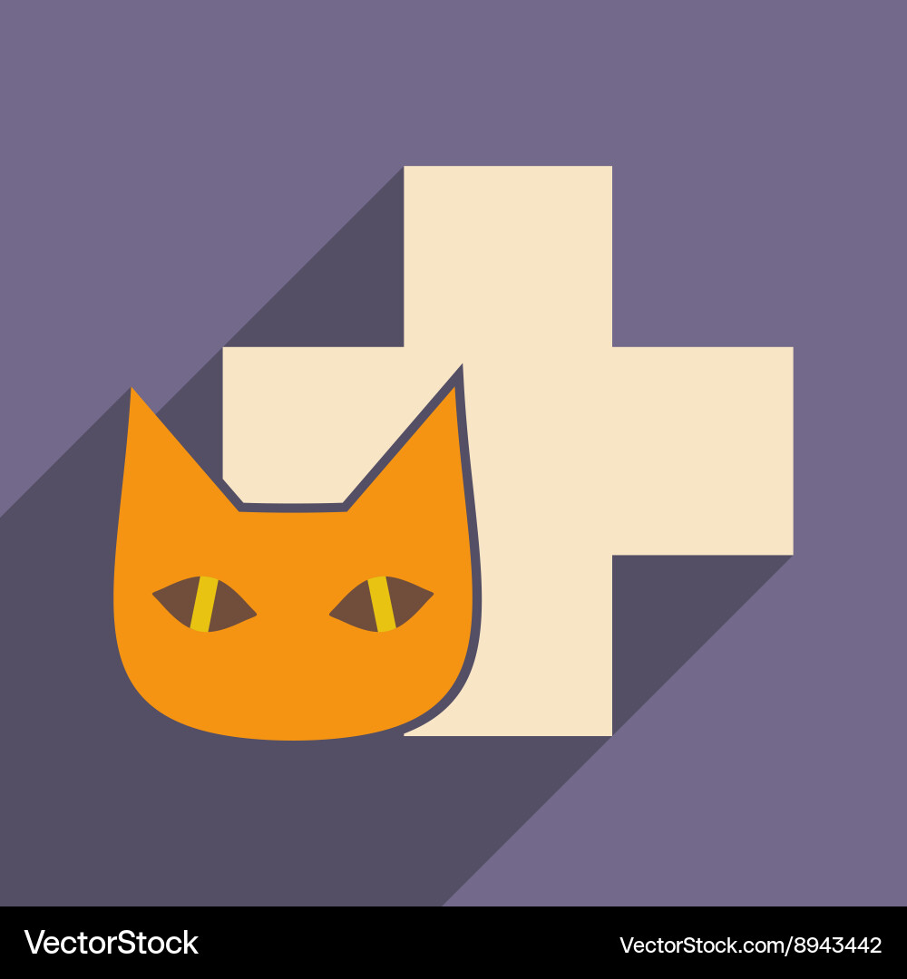 Flat with shadow icon and mobile application cat Vector Image