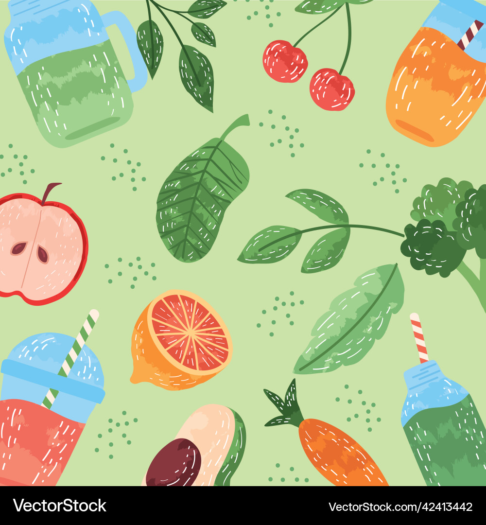 Fresh Juice & Detox Pattern Royalty Free Vector Image