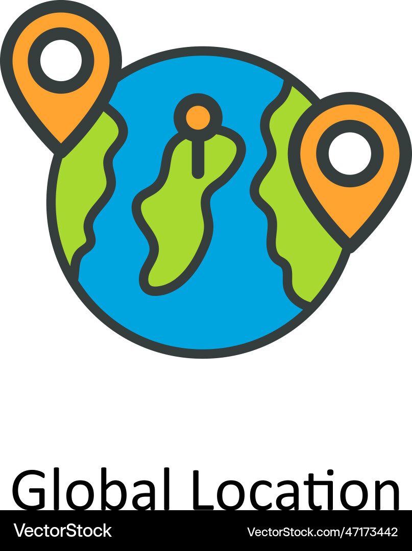 Global location fill outline icon design Vector Image