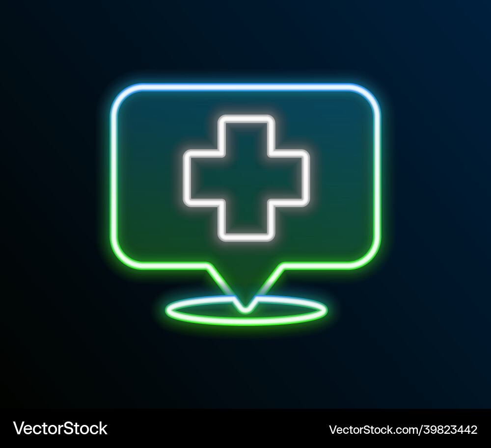 Glowing Neon Linie medizinische Kartenzeiger mit Kreuz Glowing Neon Linie medizinische Kartenzeiger mit Kreuz vektorbild