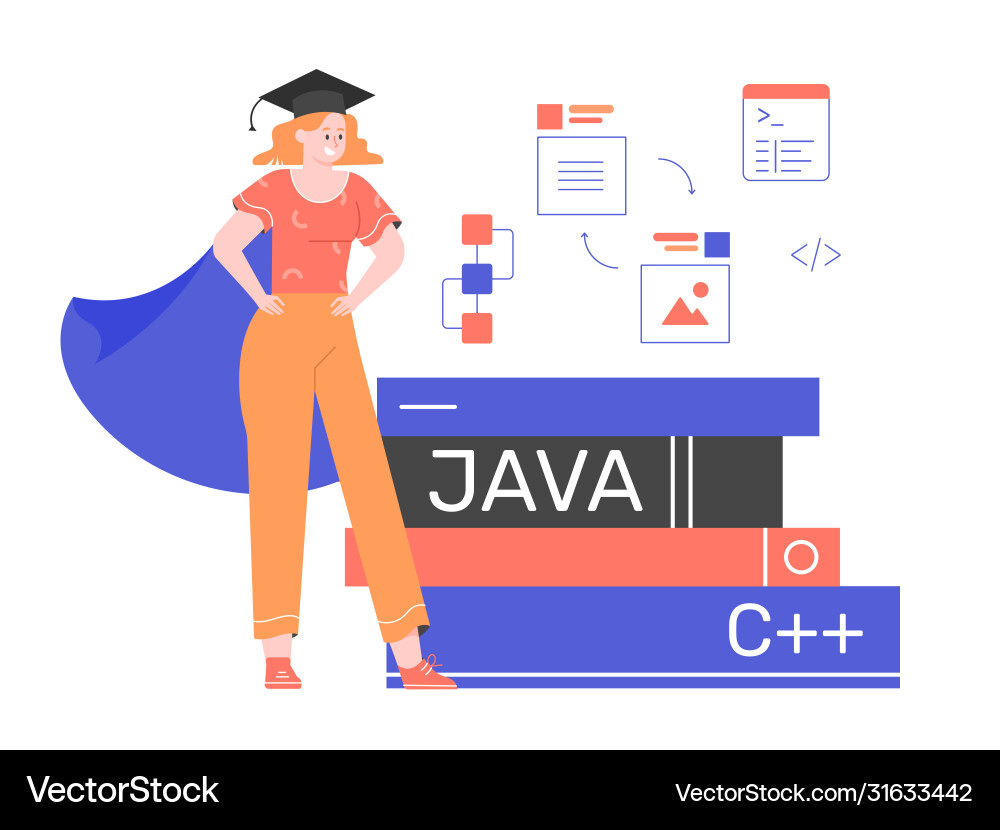 Graduate Programmer Studying at University vector image