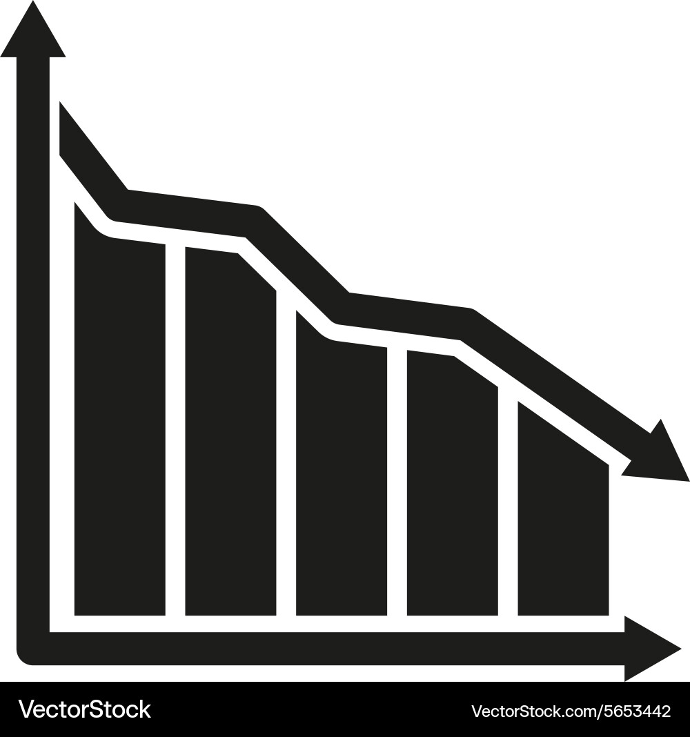 Graph down icon chart below and loss vector image
