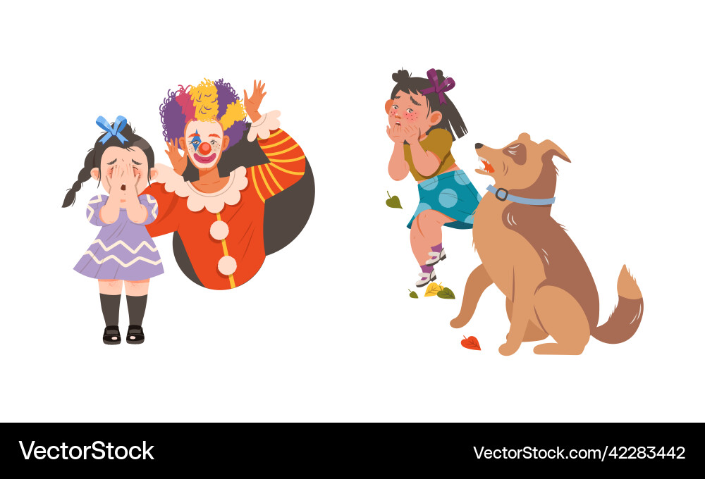 Kindheit Ängste setzen Kinder Angst vor Clowns und groß Kindheit Ängste setzen Kinder Angst vor Clowns und groß vektorbild