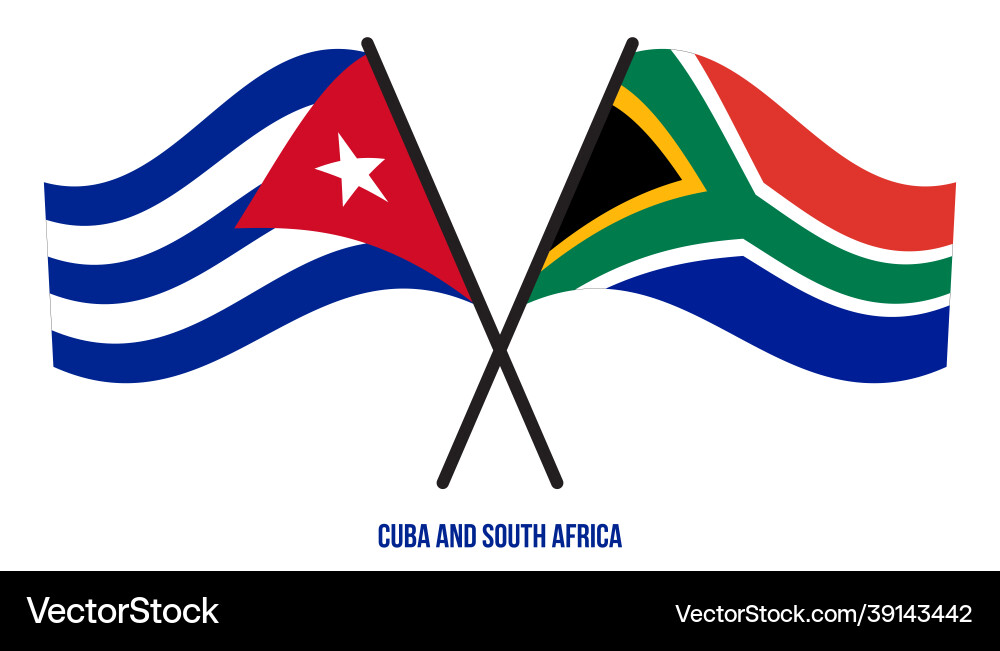 Kuba- und Südafrika-Flags überquerten Waving Kuba- und Südafrika-Flags überquerten Waving vektorbild