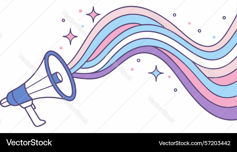 Megaphone broadcasting with abstract colorful Vector Image