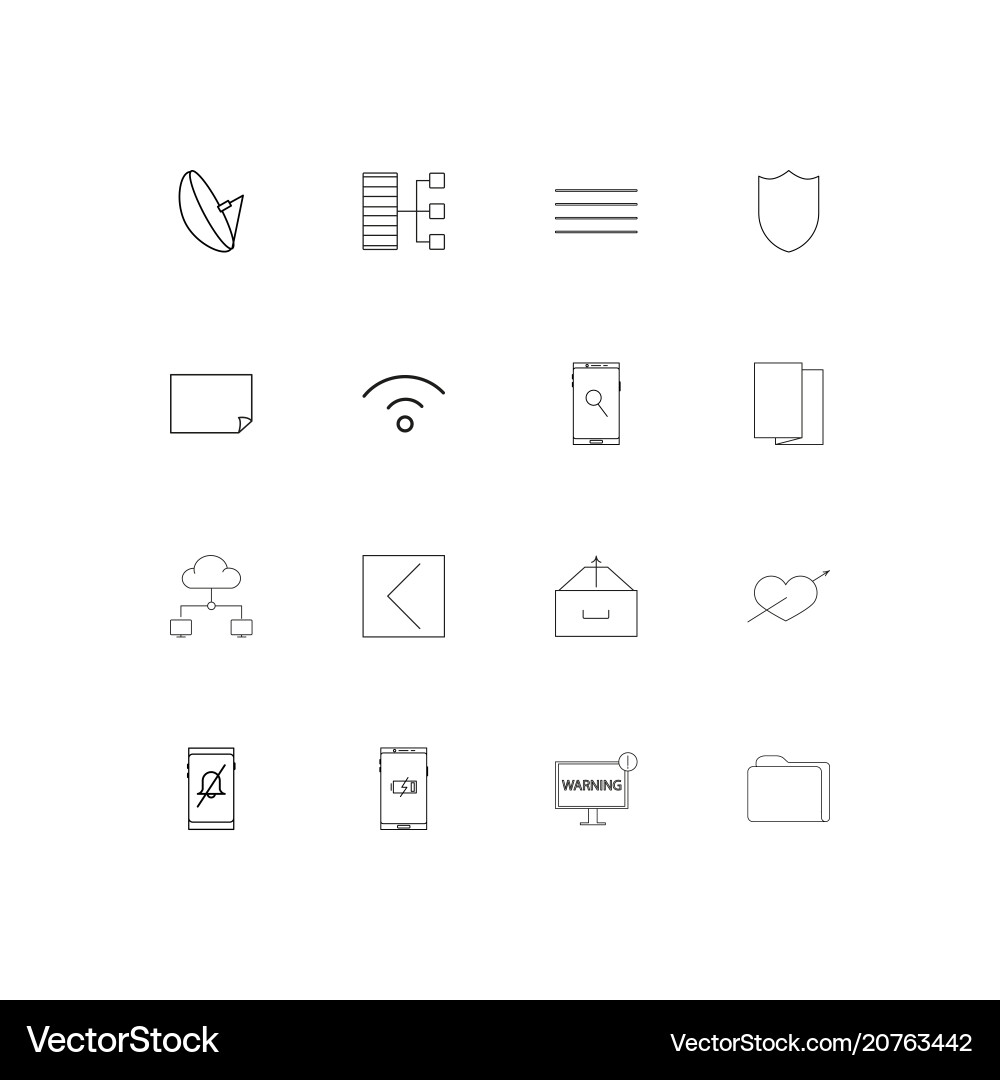 Network and database linear thin icons set vector image
