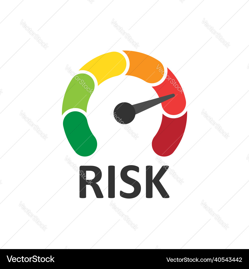 Risk meter icon in flat style rating indicator Risk meter icon in flat style rating indicator vector image