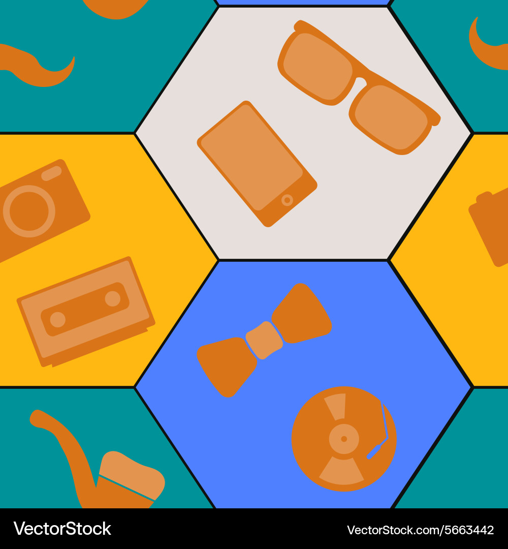 Seamless background with different hipster objects Vector Image