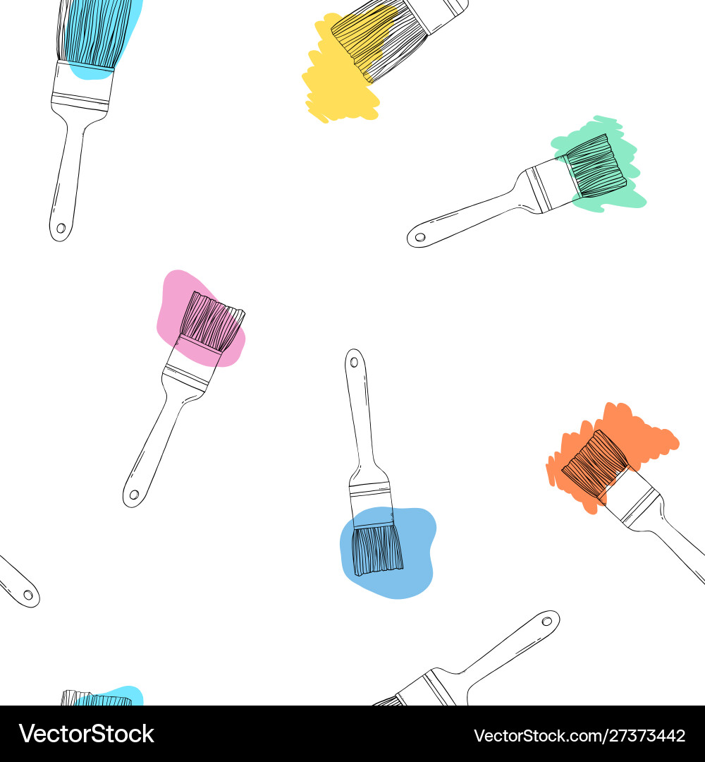 Seamless pattern with brushes and multi-colored Vector Image