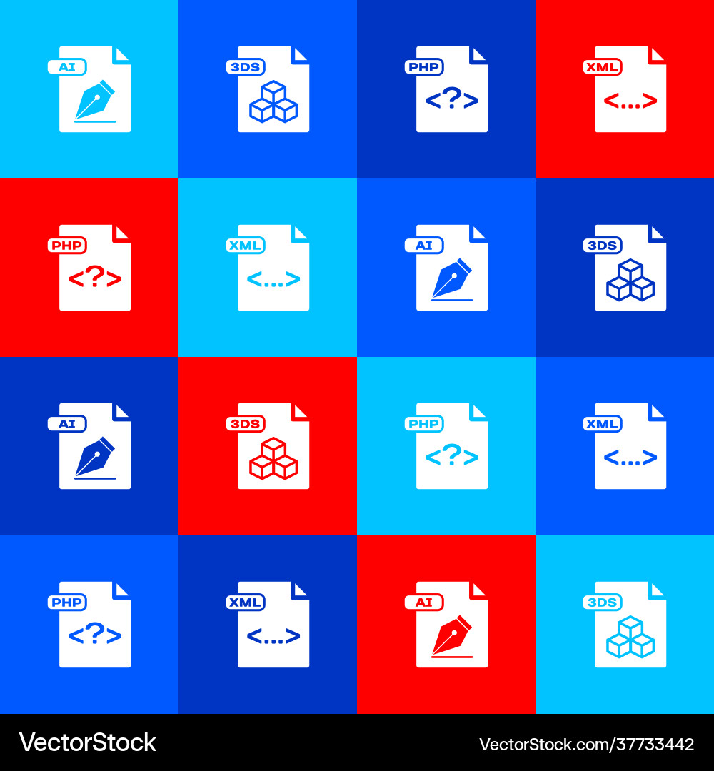 Set ai file document 3ds php and xml icon Set ai file document 3ds php and xml icon vector image