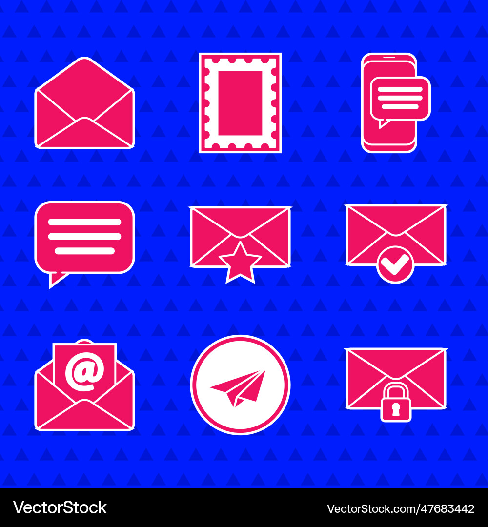 Set envelope with star paper plane mail message Set envelope with star paper plane mail message vector image