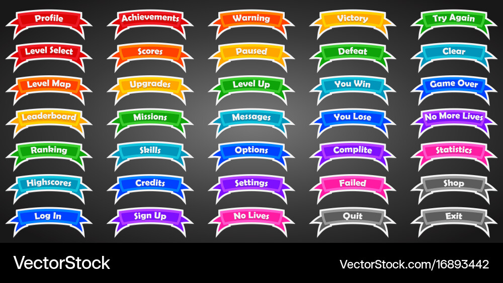 Set of text game banners in flat style vector image