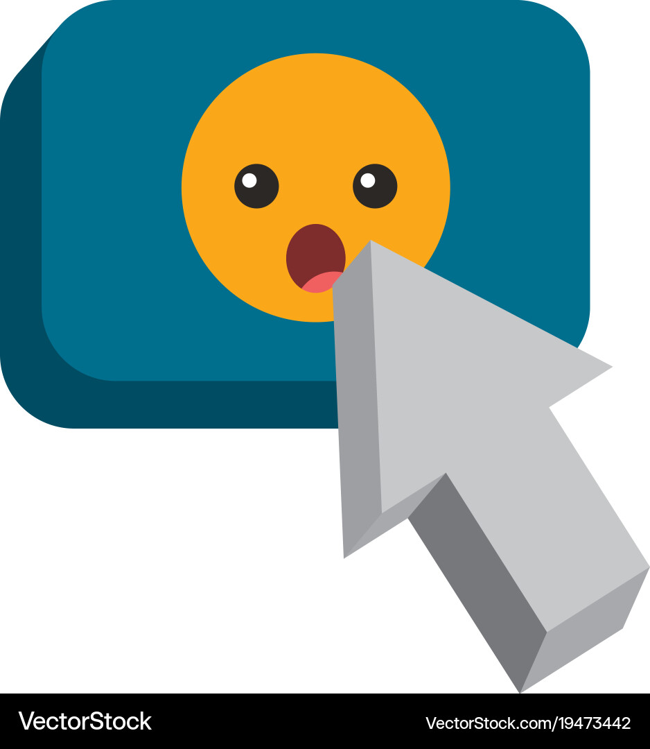Speech bubble with surprised emoji and pointer vector image