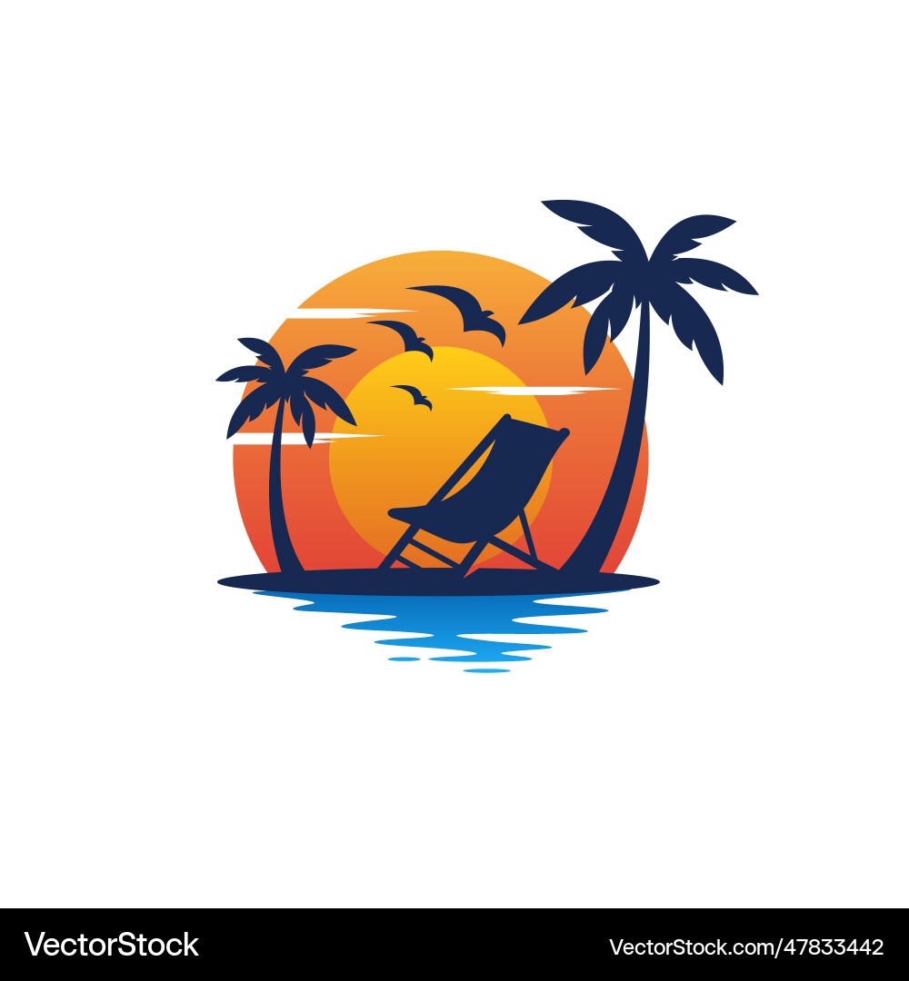 Tropical island sunset logo – Royalty-Free Vector | VectorStock, image size:1000x1080