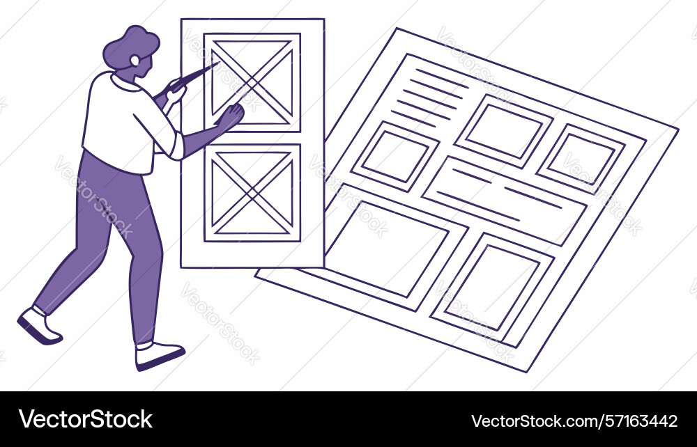 Uiux designer working on digital interface vector image