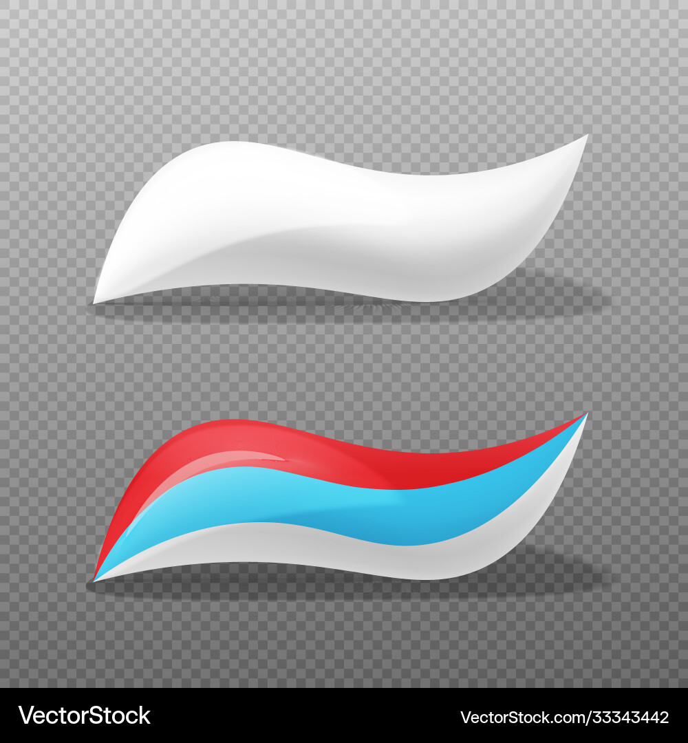 White and striped toothpaste blob set Vector Image
