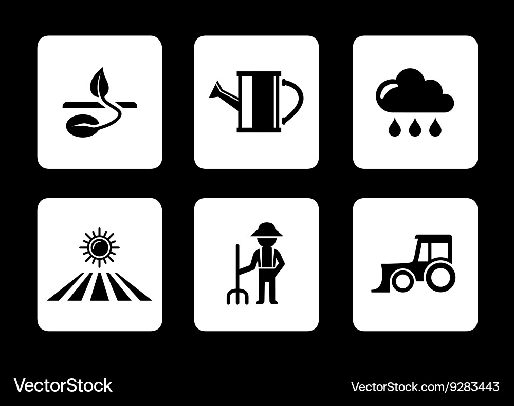 Agriculture Icon Set - Farming \u0026 Harvest – Royalty-Free Vector | VectorStock, image size:1000x791
