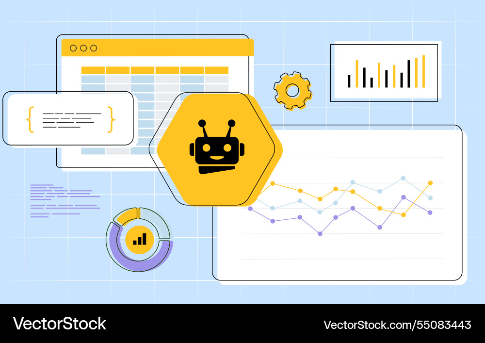 Ai-enhanced data visualization for business Ai-enhanced data visualization for business Vector Image