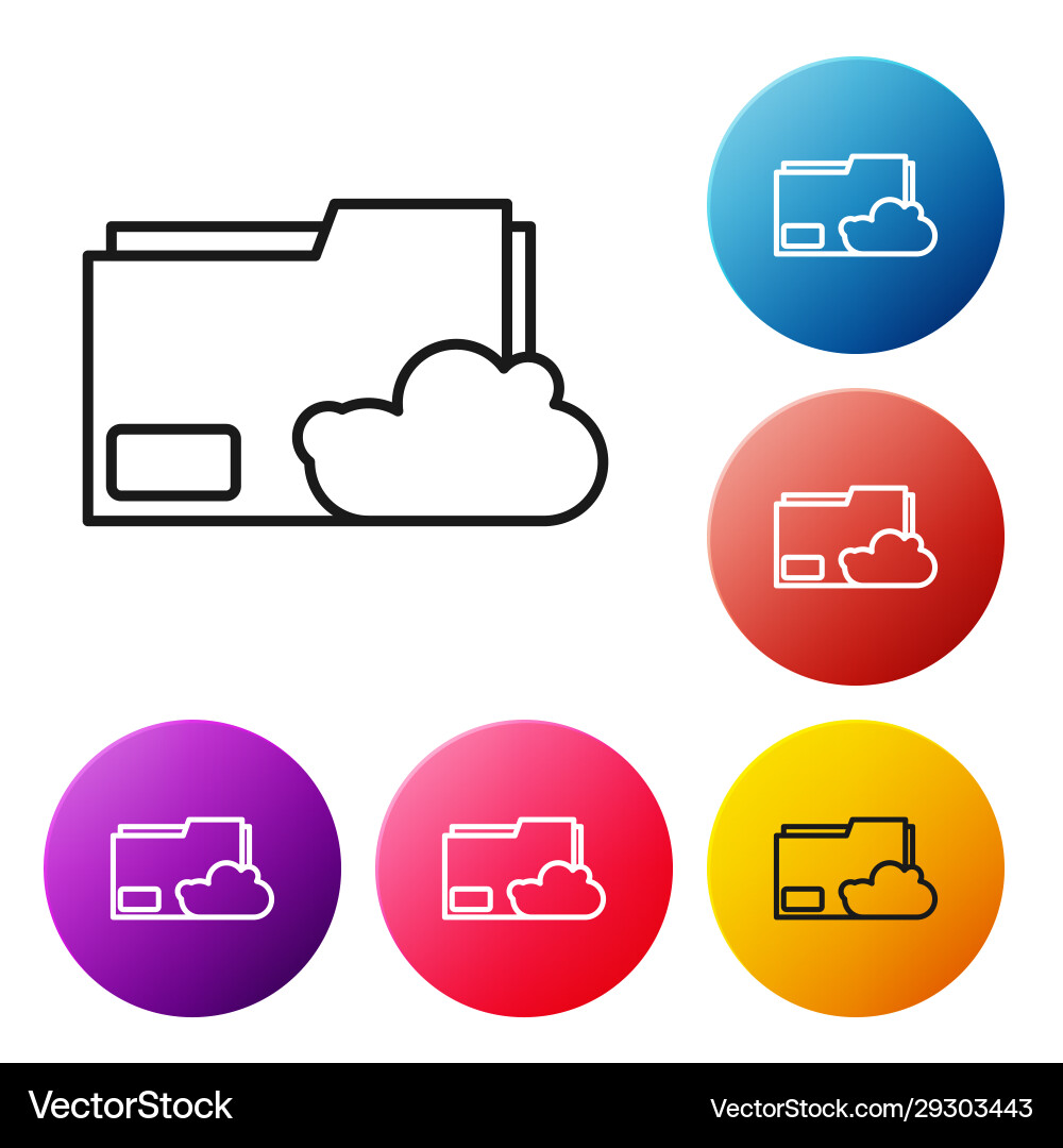 Black line cloud storage text document folder icon Black line cloud storage text document folder icon vector image