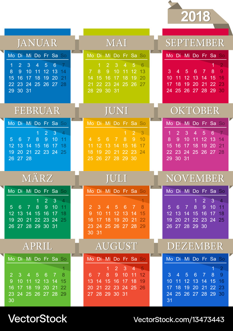 Calendar 2018 Calendar 2018 vector image