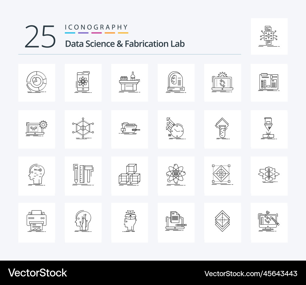 Data science and fabrication lab 25 line icon vector image