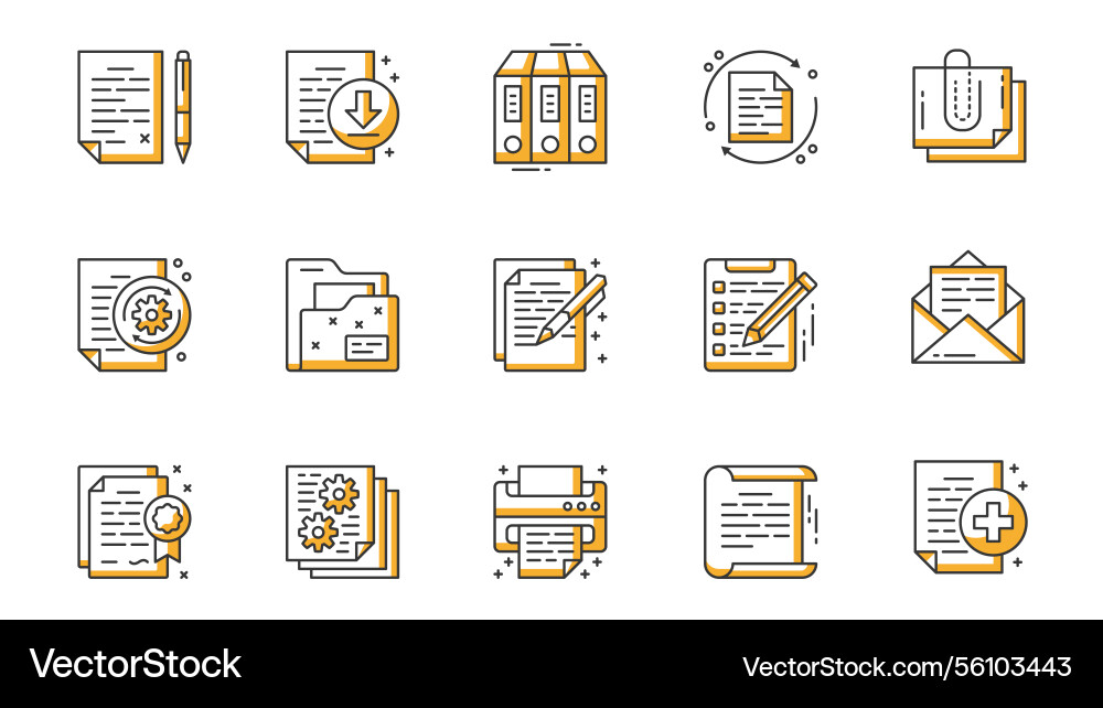 Document icons set in outline stroke design Document icons set in outline stroke design Vector Image