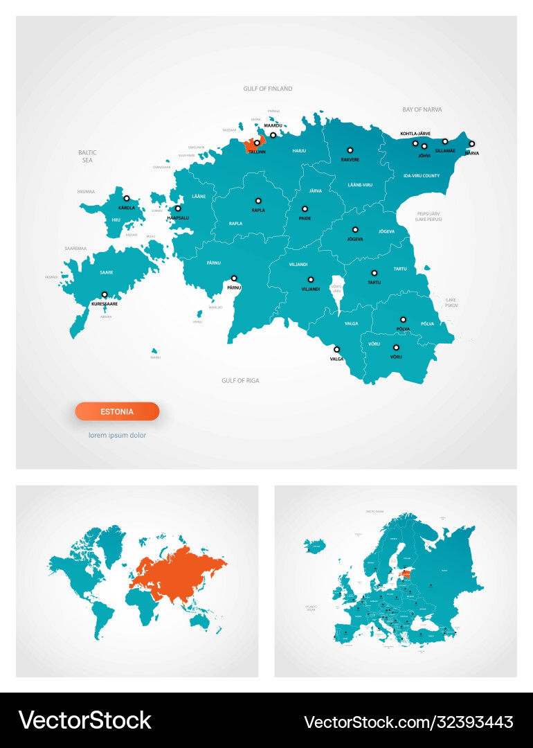 Editable template map estonia with marks vector image