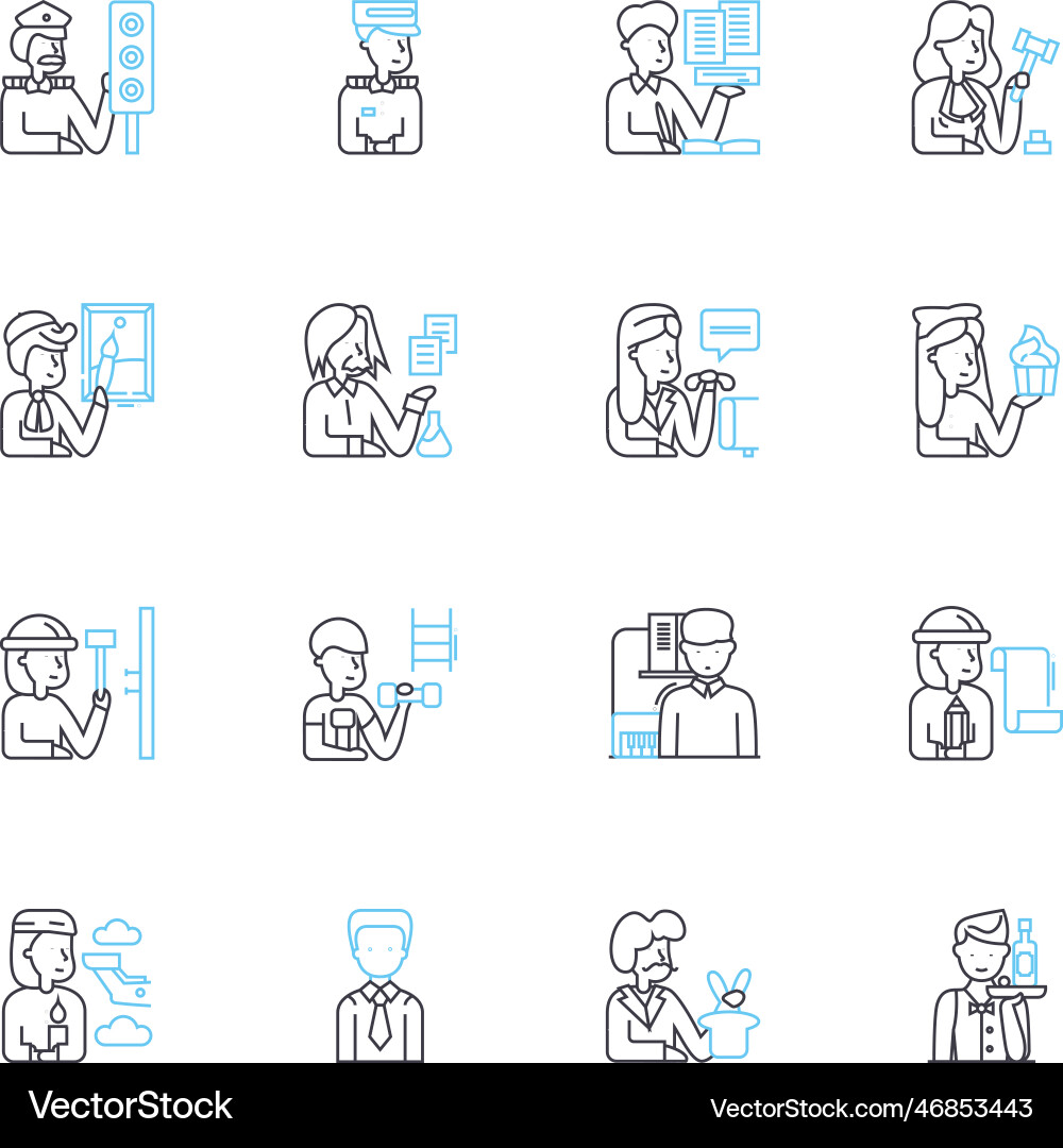 Essence linear icons set core element vitality Essence linear icons set core element vitality Vector Image