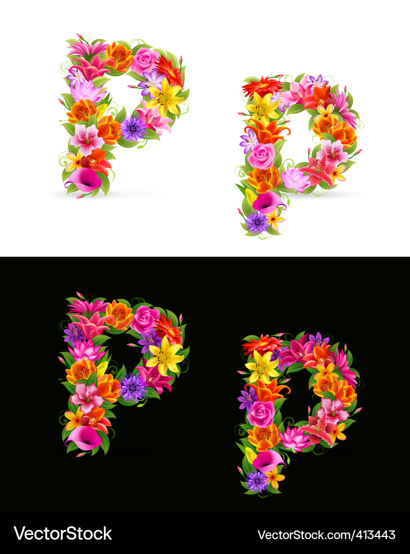 Floral Alphabet Font Vector Image